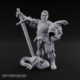 Helmet Tucked Serpent Stomping Human Captain Miniature for Dungeons and Dragons, Pathfinder or other TTRPGs