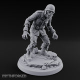 Helmet Wearing Claws Outstretched Zombie Soldier Miniature for Dungeons and Dragons, Pathfinder or other TTRPGs