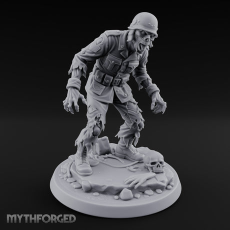 Helmet Wearing Claws Outstretched Zombie Soldier Miniature for Dungeons and Dragons, Pathfinder or other TTRPGs