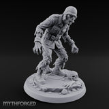 Helmet Wearing Claws Outstretched Zombie Soldier Miniature for Dungeons and Dragons, Pathfinder or other TTRPGs