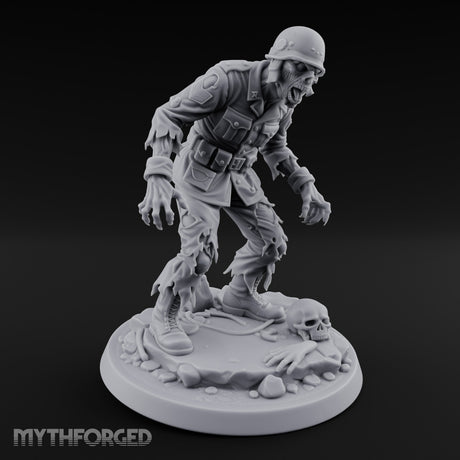 Helmet Wearing Claws Outstretched Zombie Soldier Miniature for Dungeons and Dragons, Pathfinder or other TTRPGs