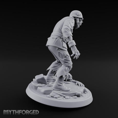 Helmet Wearing Claws Outstretched Zombie Soldier Miniature for Dungeons and Dragons, Pathfinder or other TTRPGs