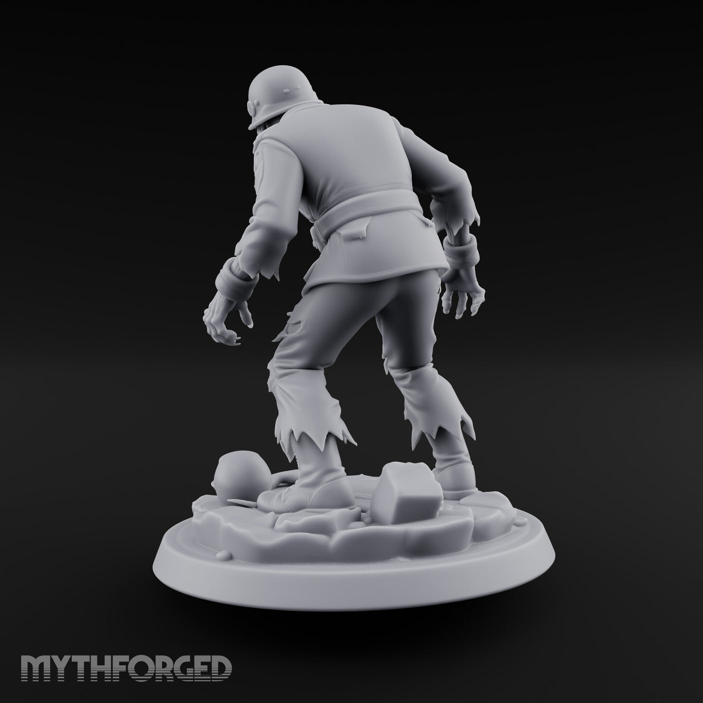 Helmet Wearing Claws Outstretched Zombie Soldier Miniature for Dungeons and Dragons, Pathfinder or other TTRPGs
