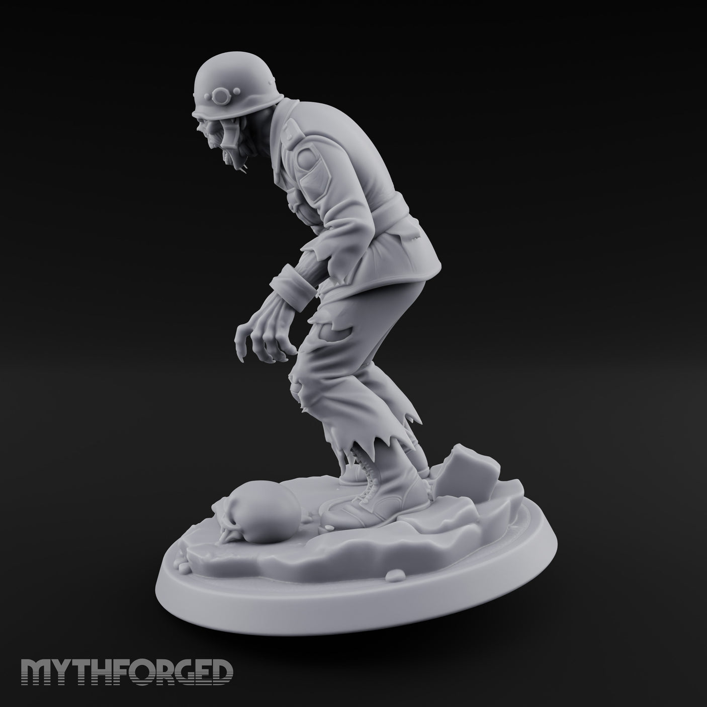 Helmet Wearing Claws Outstretched Zombie Soldier Miniature for Dungeons and Dragons, Pathfinder or other TTRPGs