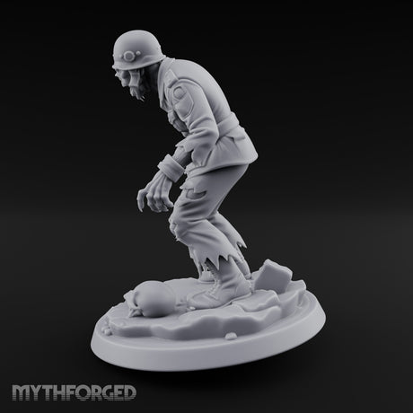 Helmet Wearing Claws Outstretched Zombie Soldier Miniature for Dungeons and Dragons, Pathfinder or other TTRPGs