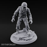 Helmet Wearing Claws Outstretched Zombie Soldier Miniature for Dungeons and Dragons, Pathfinder or other TTRPGs