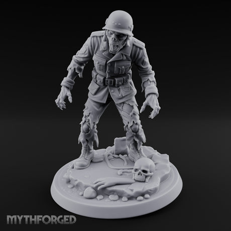 Helmet Wearing Claws Outstretched Zombie Soldier Miniature for Dungeons and Dragons, Pathfinder or other TTRPGs