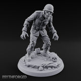 Helmet Wearing Claws Outstretched Zombie Soldier Miniature for Dungeons and Dragons, Pathfinder or other TTRPGs