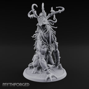 Helmeted Demon Shaman Miniature for Dungeons and Dragons, Pathfinder or other TTRPGs