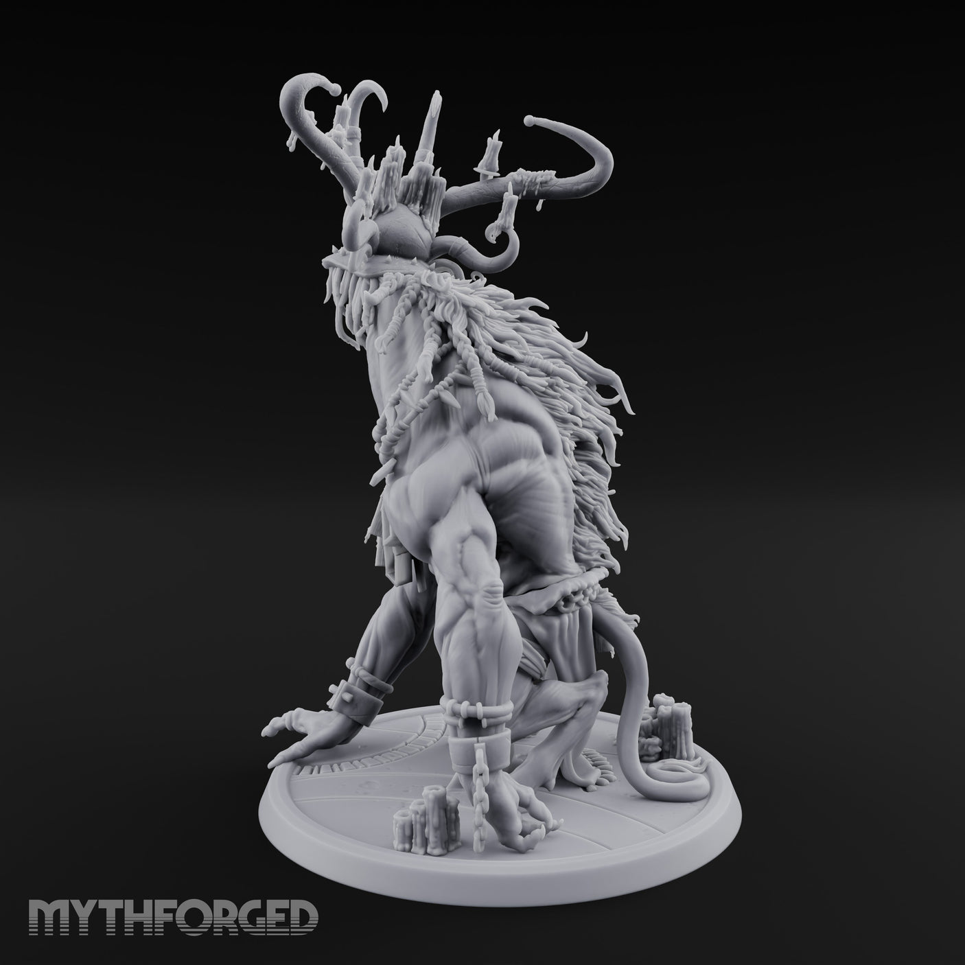 Helmeted Demon Shaman Miniature for Dungeons and Dragons, Pathfinder or other TTRPGs