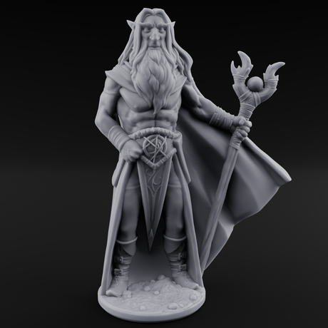 Bare Chested And Brooding Elf Mage Miniature for Dungeons and Dragons, Pathfinder or other TTRPGs