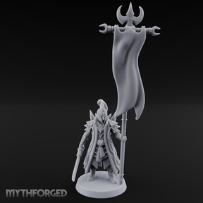 Banner Held High Elf Flagbearer Miniature for Dungeons and Dragons, Pathfinder or other TTRPGs