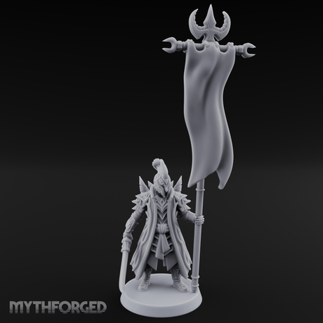 Banner Held High Elf Flagbearer Miniature for Dungeons and Dragons, Pathfinder or other TTRPGs