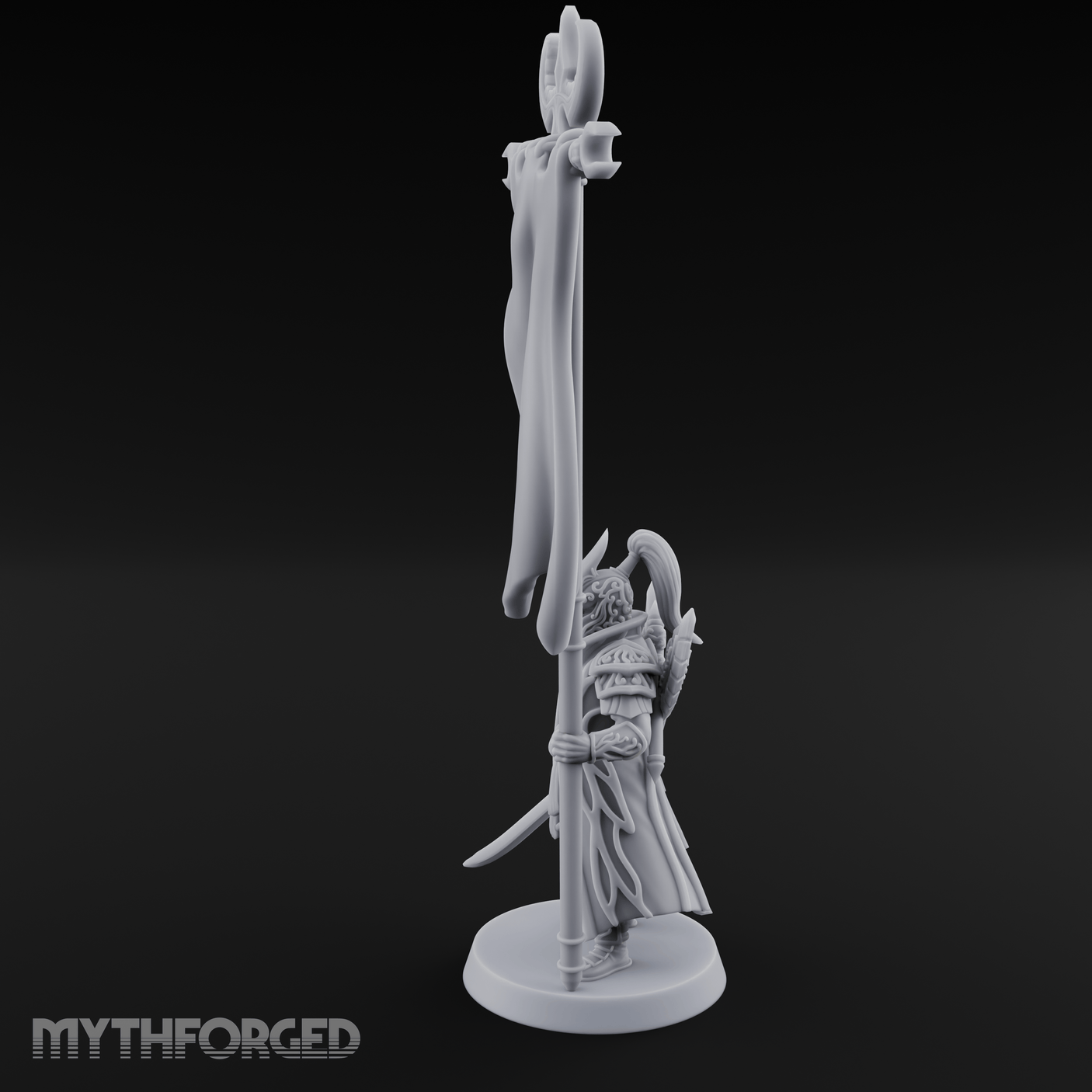 Banner Held High Elf Flagbearer Miniature for Dungeons and Dragons, Pathfinder or other TTRPGs