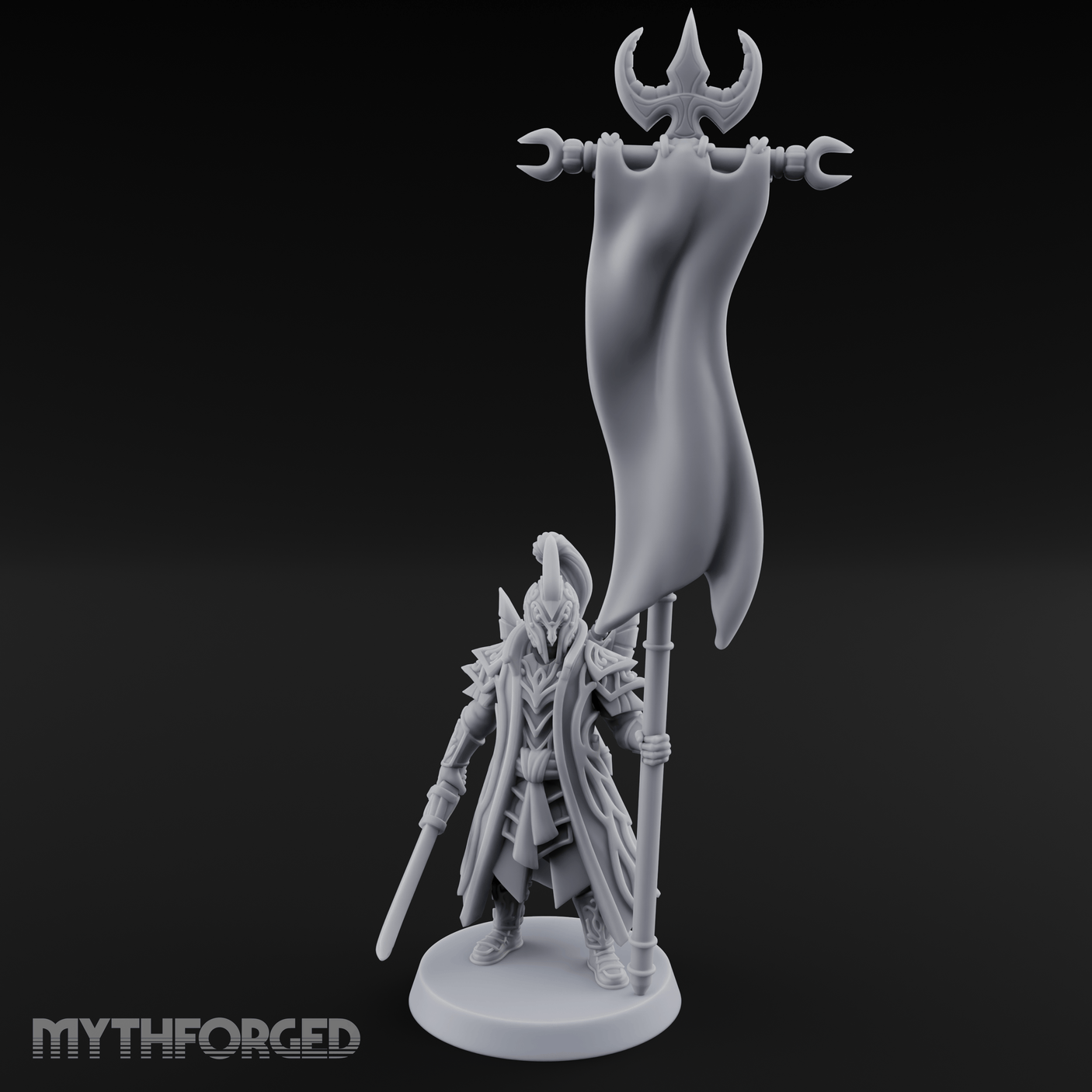 Banner Held High Elf Flagbearer Miniature for Dungeons and Dragons, Pathfinder or other TTRPGs