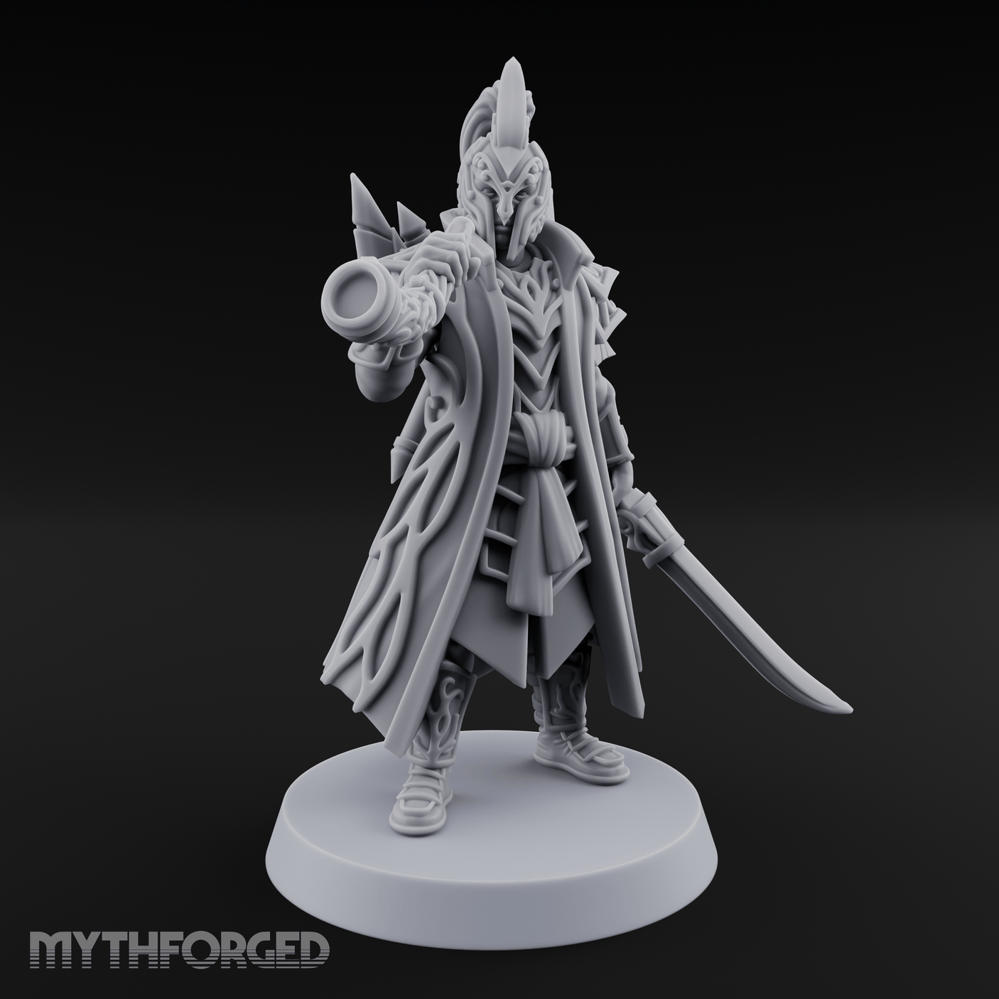 Blaring A Fanfare Elf Musician Miniature for Dungeons and Dragons, Pathfinder or other TTRPGs