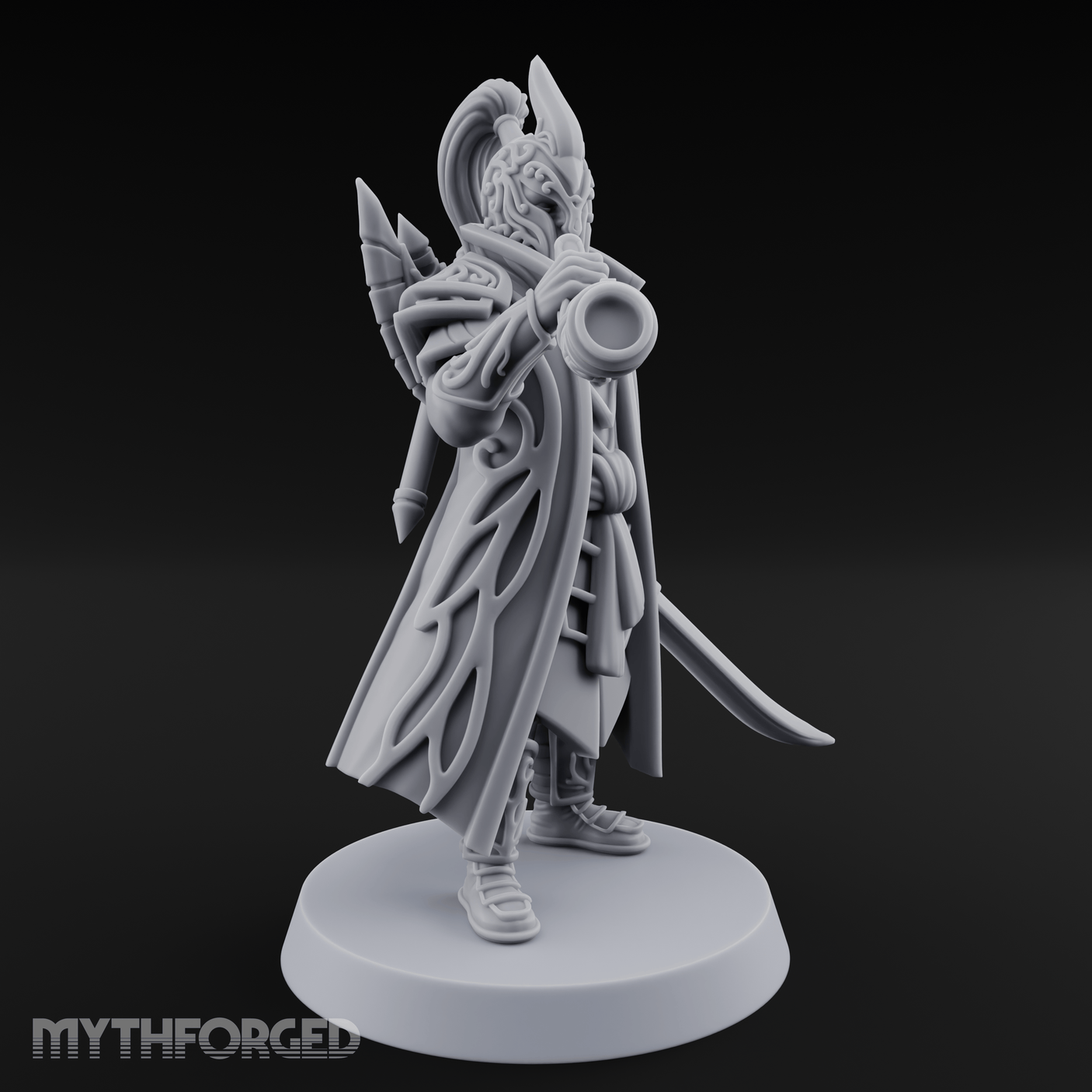 Blaring A Fanfare Elf Musician Miniature for Dungeons and Dragons, Pathfinder or other TTRPGs