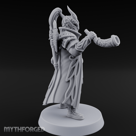 Blaring A Fanfare Elf Musician Miniature for Dungeons and Dragons, Pathfinder or other TTRPGs