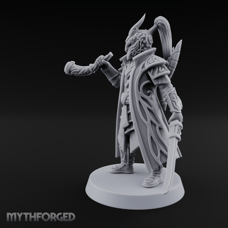 Blaring A Fanfare Elf Musician Miniature for Dungeons and Dragons, Pathfinder or other TTRPGs