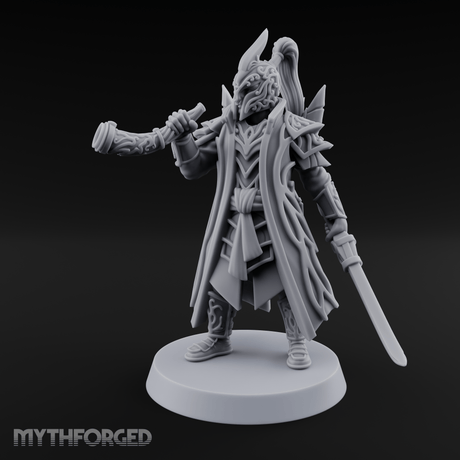 Blaring A Fanfare Elf Musician Miniature for Dungeons and Dragons, Pathfinder or other TTRPGs