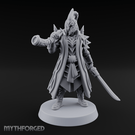 Blaring A Fanfare Elf Musician Miniature for Dungeons and Dragons, Pathfinder or other TTRPGs
