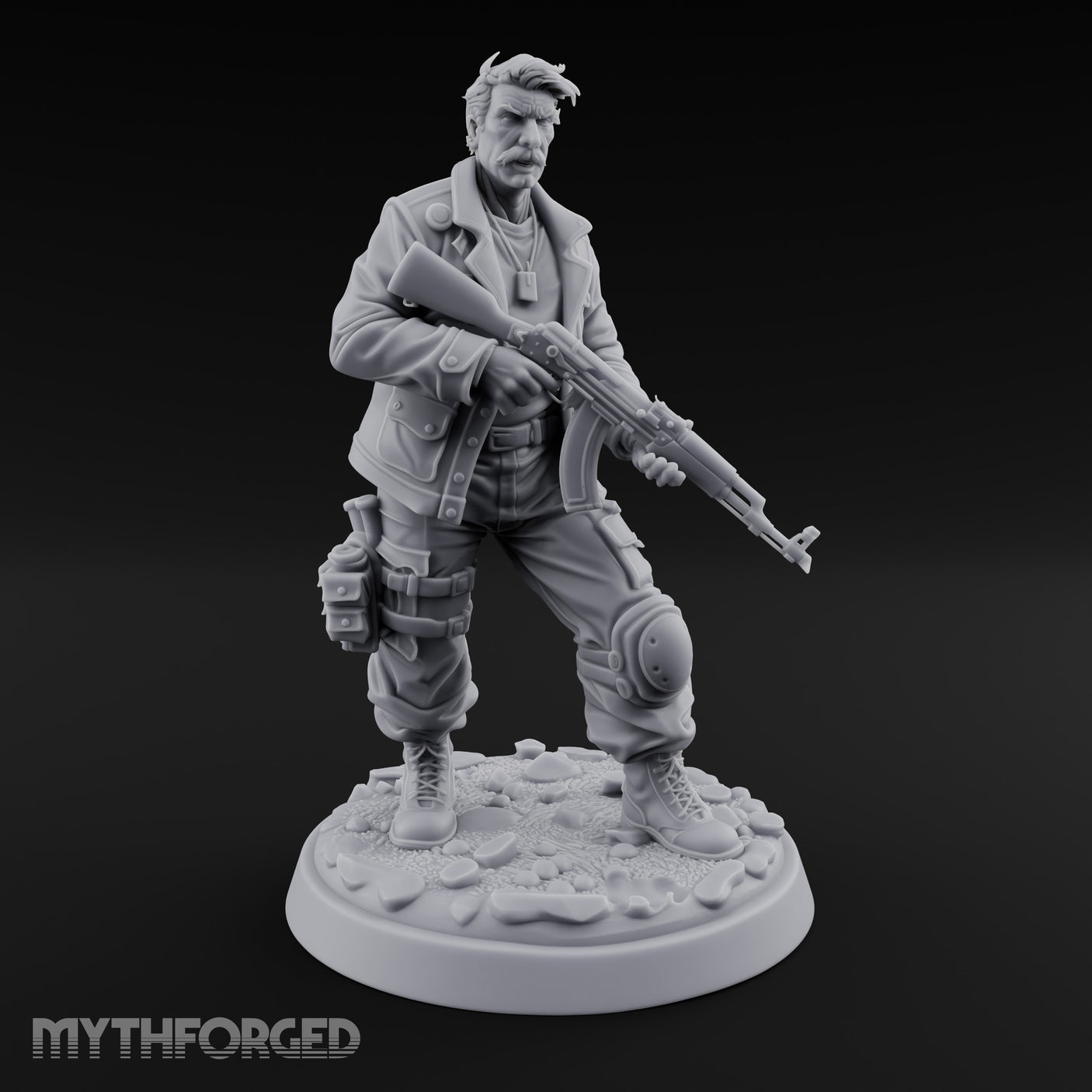 Hip Firing Human Gunfighter Miniature for Dungeons and Dragons, Pathfinder or other TTRPGs