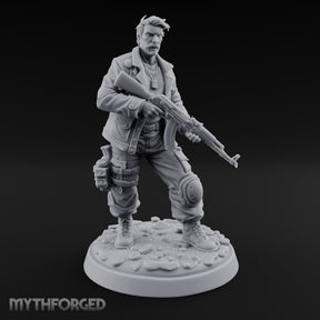 Hip Firing Human Gunfighter Miniature for Dungeons and Dragons, Pathfinder or other TTRPGs