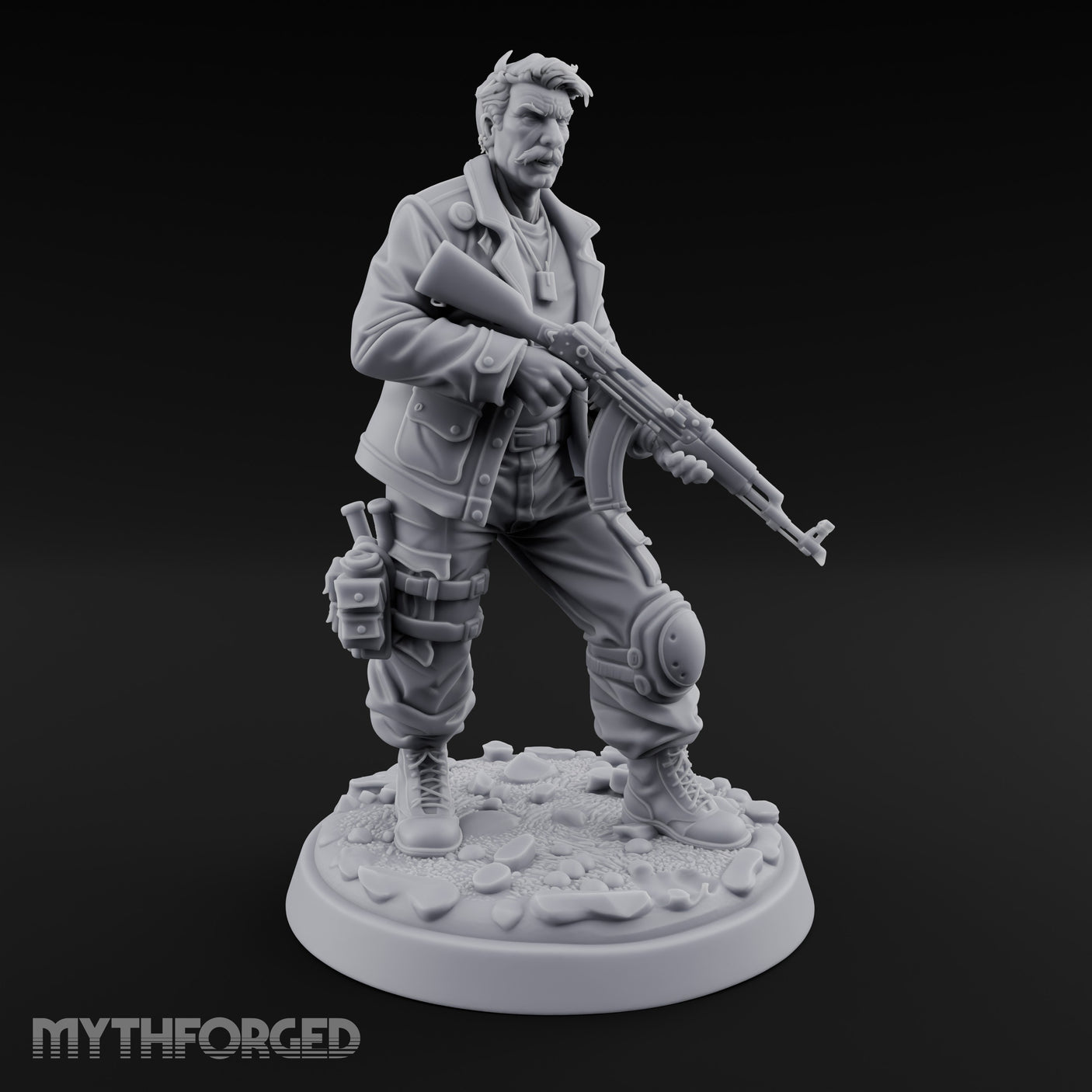 Hip Firing Human Gunfighter Miniature for Dungeons and Dragons, Pathfinder or other TTRPGs