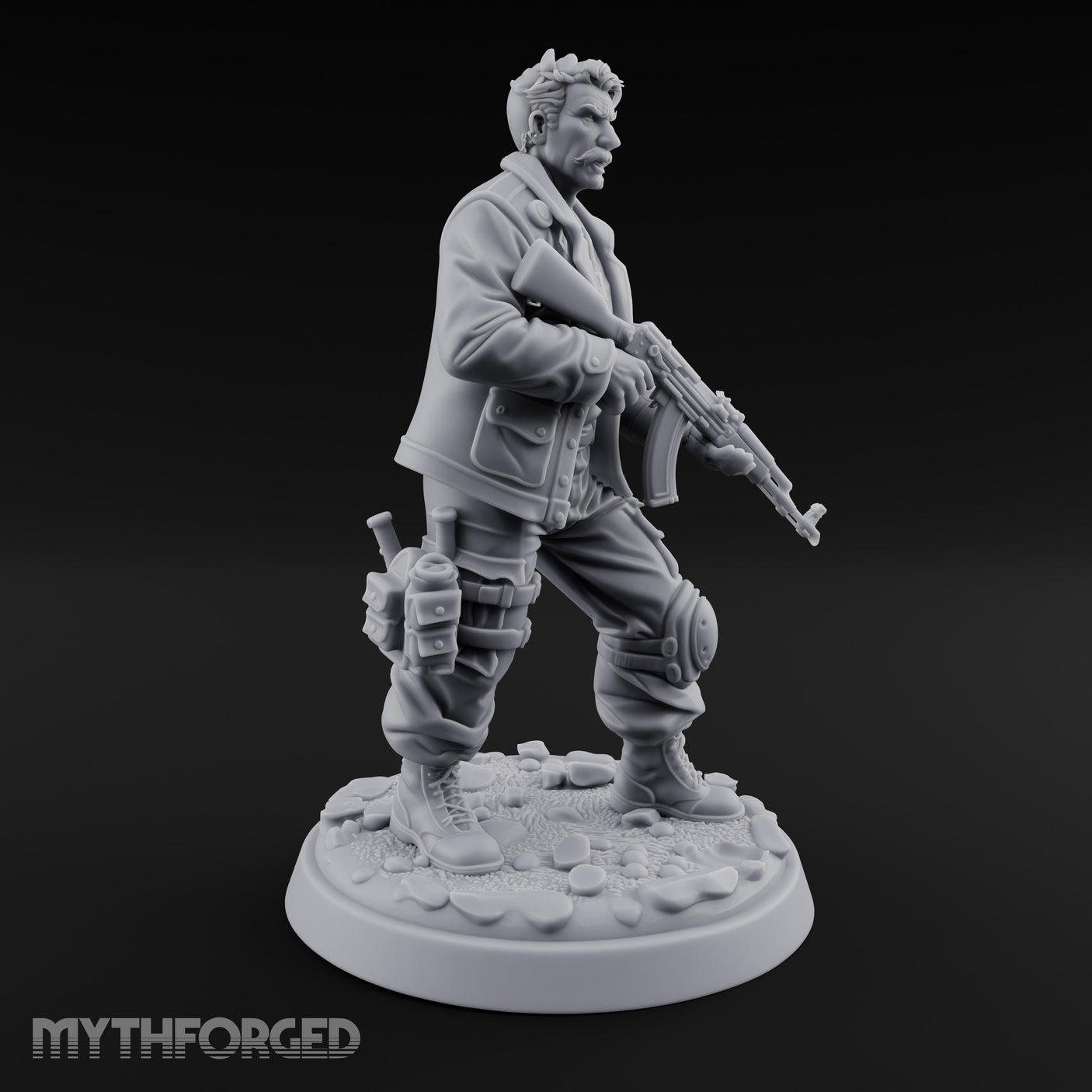 Hip Firing Human Gunfighter Miniature for Dungeons and Dragons, Pathfinder or other TTRPGs