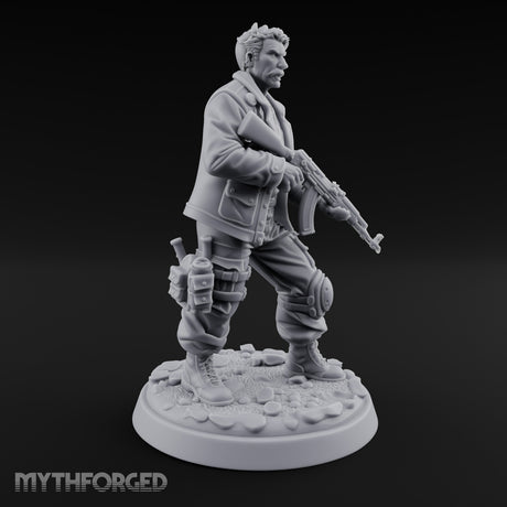 Hip Firing Human Gunfighter Miniature for Dungeons and Dragons, Pathfinder or other TTRPGs