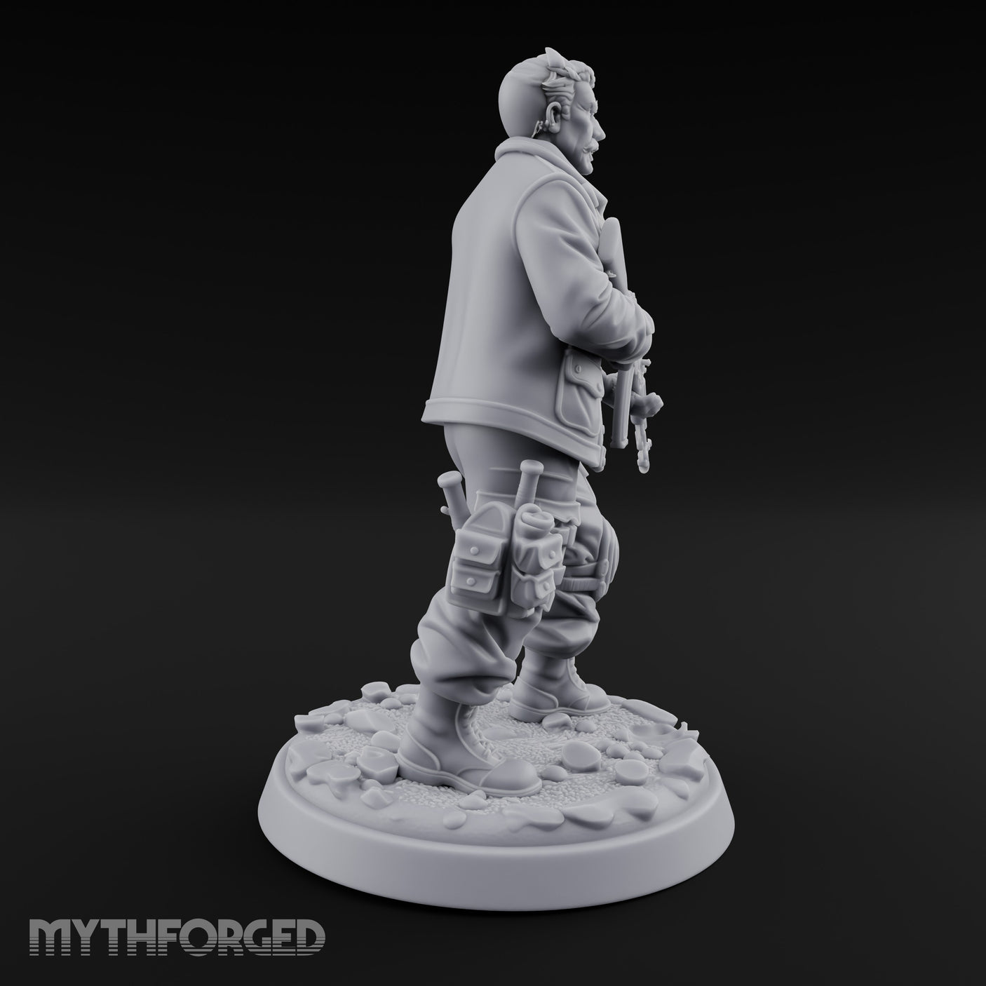 Hip Firing Human Gunfighter Miniature for Dungeons and Dragons, Pathfinder or other TTRPGs