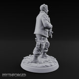 Hip Firing Human Gunfighter Miniature for Dungeons and Dragons, Pathfinder or other TTRPGs