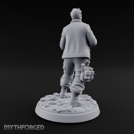 Hip Firing Human Gunfighter Miniature for Dungeons and Dragons, Pathfinder or other TTRPGs