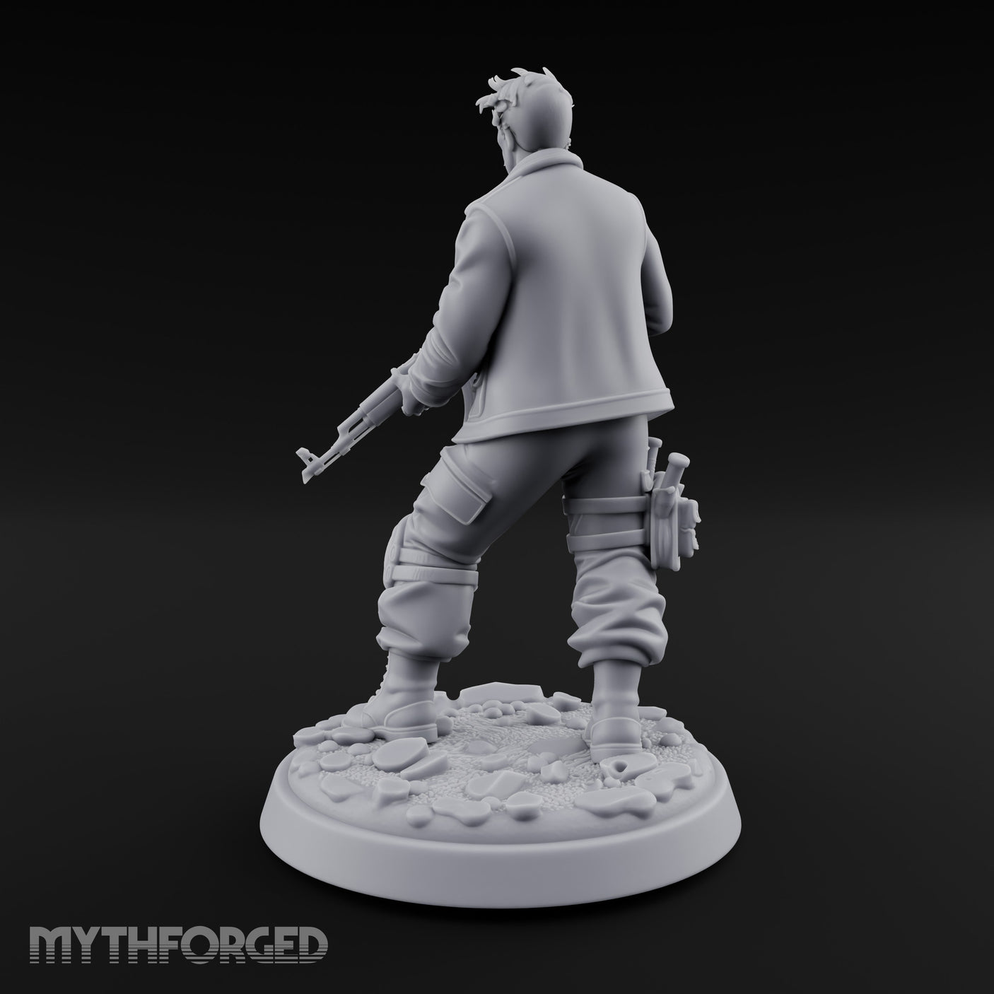 Hip Firing Human Gunfighter Miniature for Dungeons and Dragons, Pathfinder or other TTRPGs