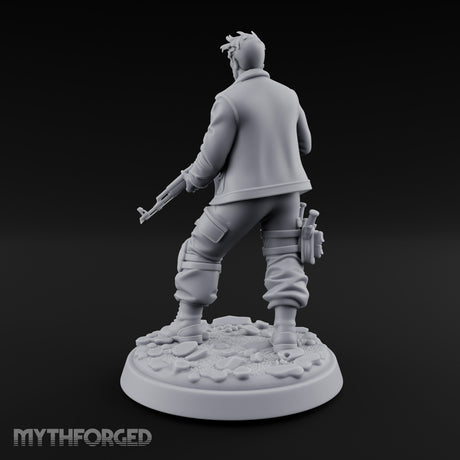 Hip Firing Human Gunfighter Miniature for Dungeons and Dragons, Pathfinder or other TTRPGs