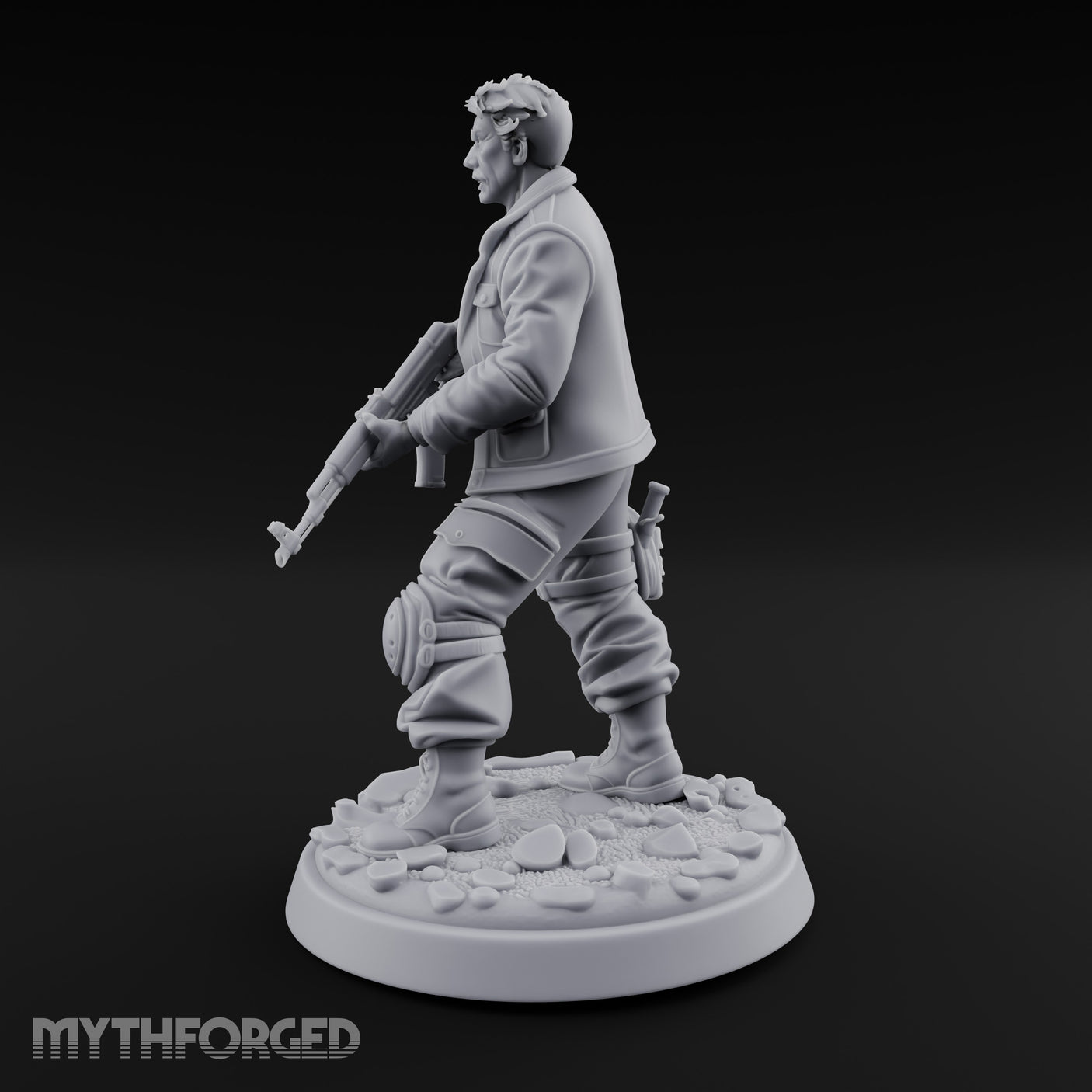 Hip Firing Human Gunfighter Miniature for Dungeons and Dragons, Pathfinder or other TTRPGs