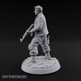 Hip Firing Human Gunfighter Miniature for Dungeons and Dragons, Pathfinder or other TTRPGs