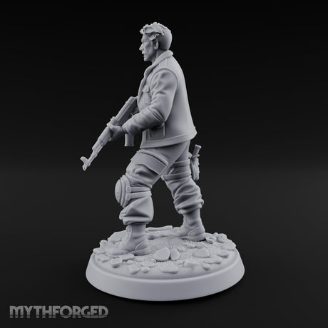 Hip Firing Human Gunfighter Miniature for Dungeons and Dragons, Pathfinder or other TTRPGs