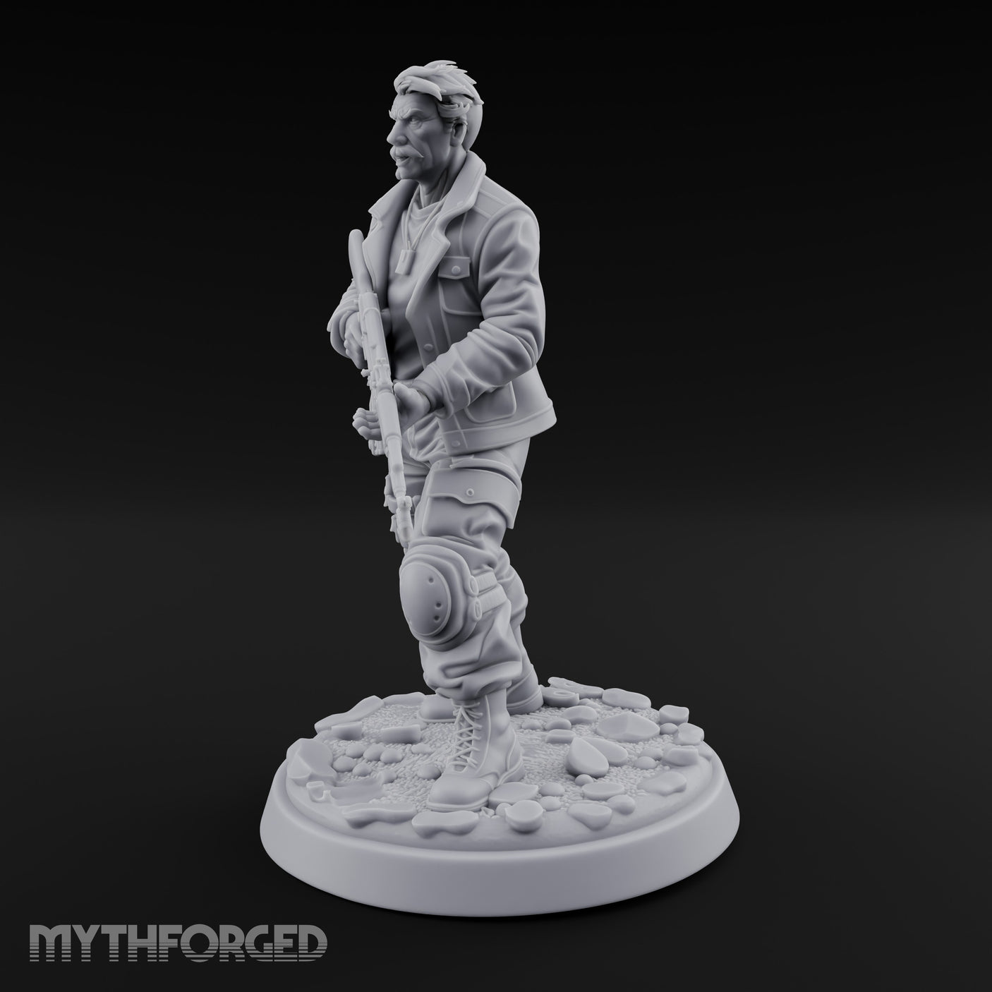 Hip Firing Human Gunfighter Miniature for Dungeons and Dragons, Pathfinder or other TTRPGs