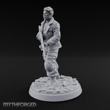 Hip Firing Human Gunfighter Miniature for Dungeons and Dragons, Pathfinder or other TTRPGs