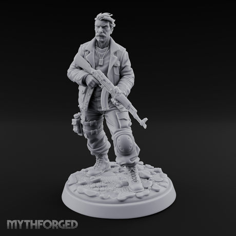 Hip Firing Human Gunfighter Miniature for Dungeons and Dragons, Pathfinder or other TTRPGs