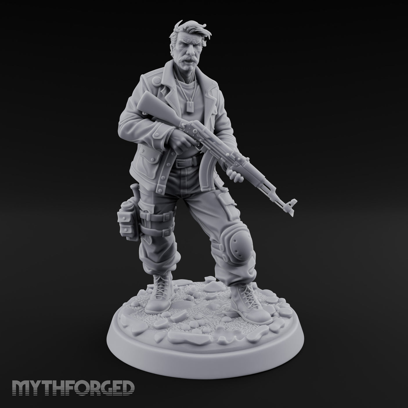 Hip Firing Human Gunfighter Miniature for Dungeons and Dragons, Pathfinder or other TTRPGs