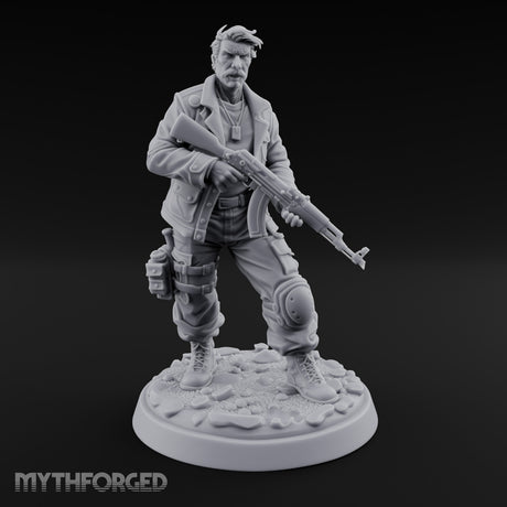 Hip Firing Human Gunfighter Miniature for Dungeons and Dragons, Pathfinder or other TTRPGs
