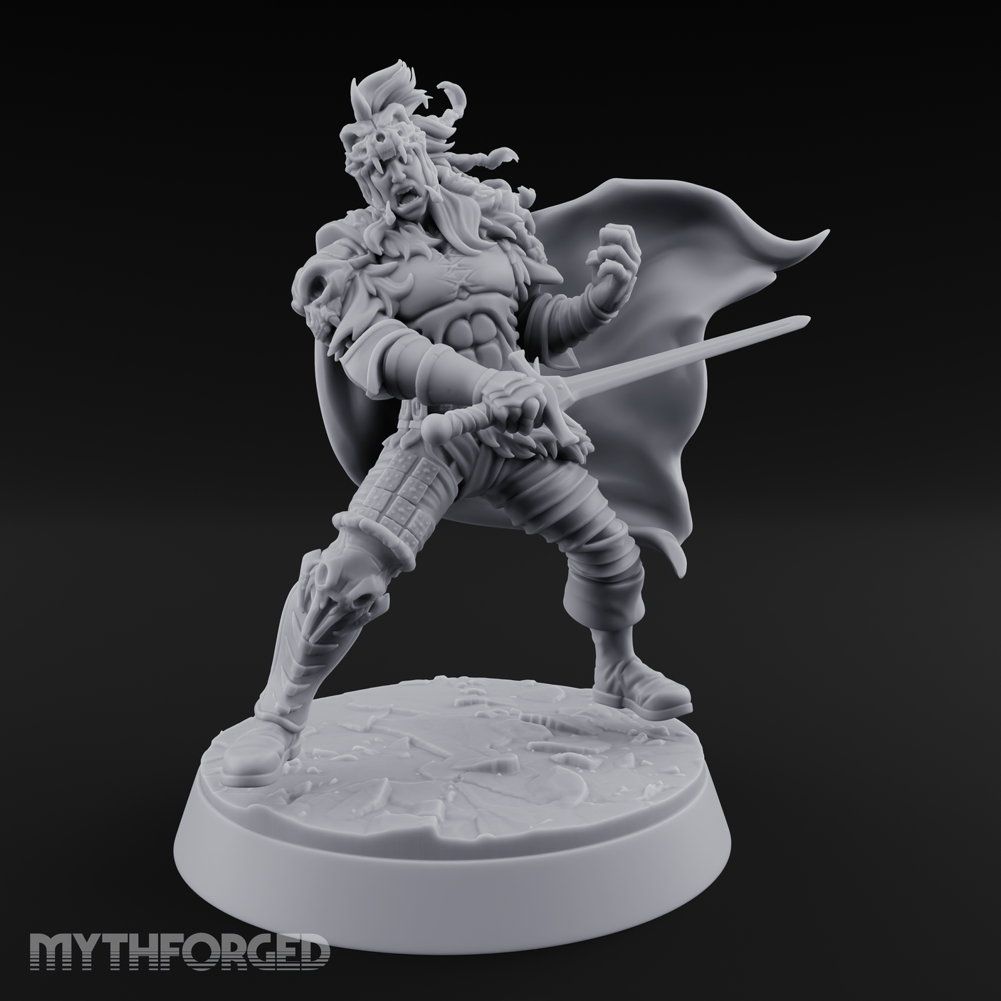Cape Billowing Defiant Warlord Miniature for Dungeons and Dragons, Pathfinder or other TTRPGs