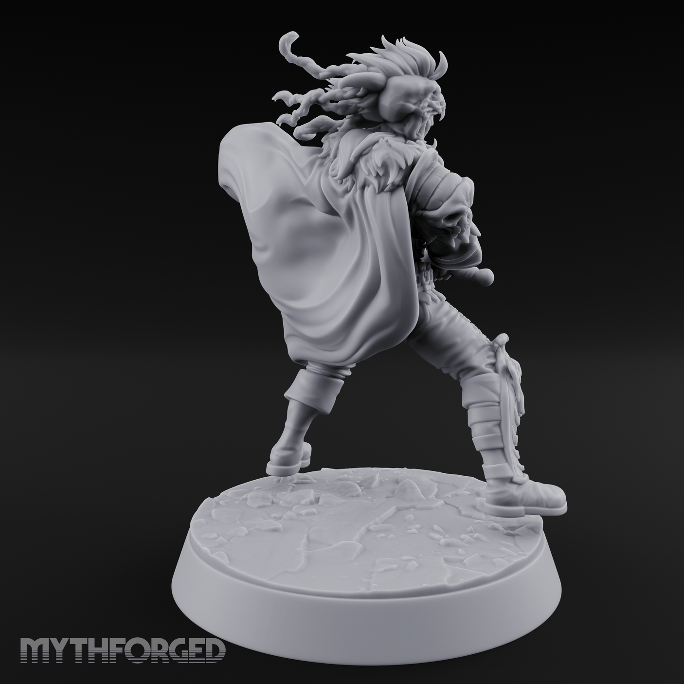 Cape Billowing Defiant Warlord Miniature for Dungeons and Dragons, Pathfinder or other TTRPGs