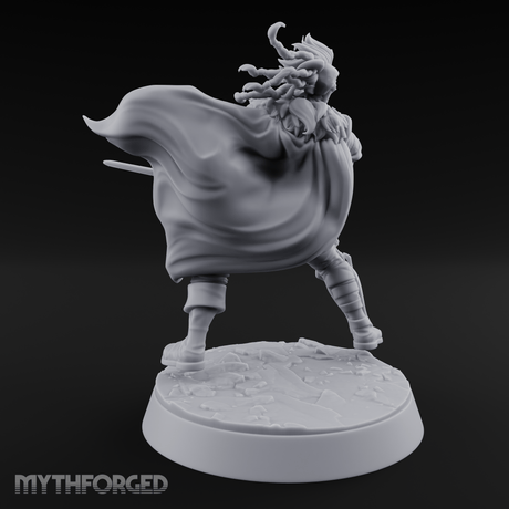Cape Billowing Defiant Warlord Miniature for Dungeons and Dragons, Pathfinder or other TTRPGs