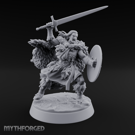 Sword and Board Northman Fighter Miniature for Dungeons and Dragons, Pathfinder or other TTRPGs