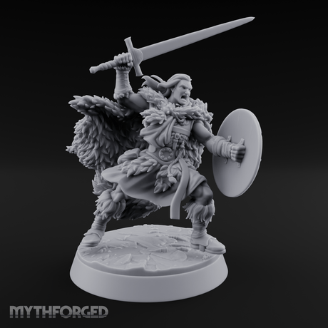 Sword and Board Northman Fighter Miniature for Dungeons and Dragons, Pathfinder or other TTRPGs