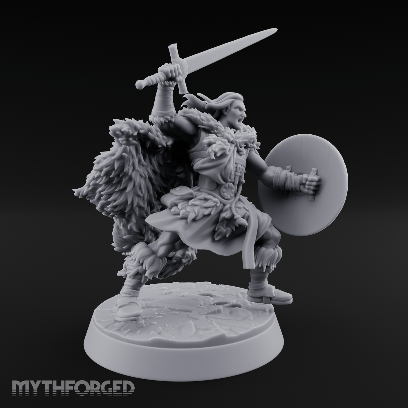 Sword and Board Northman Fighter Miniature for Dungeons and Dragons, Pathfinder or other TTRPGs