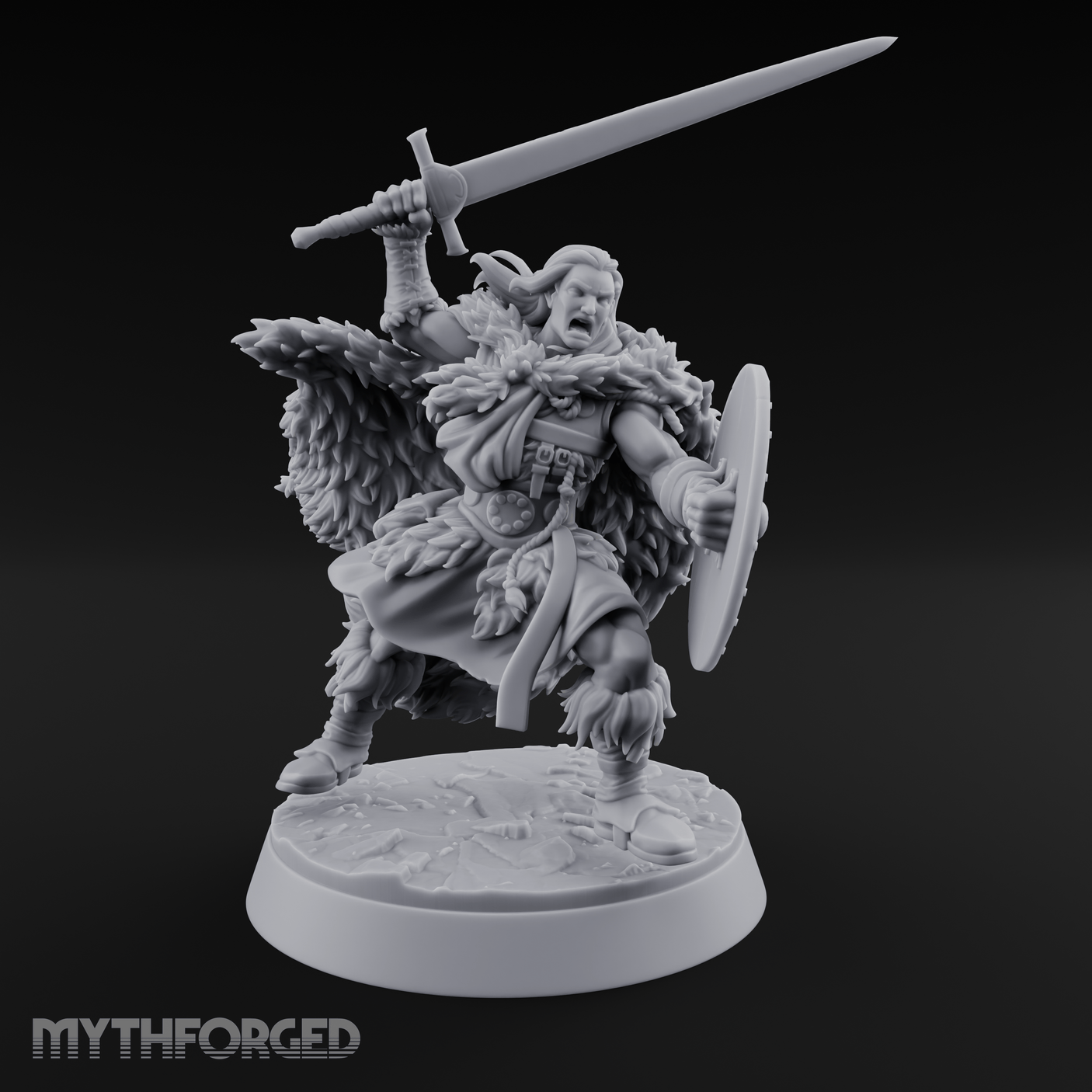 Sword and Board Northman Fighter Miniature for Dungeons and Dragons, Pathfinder or other TTRPGs
